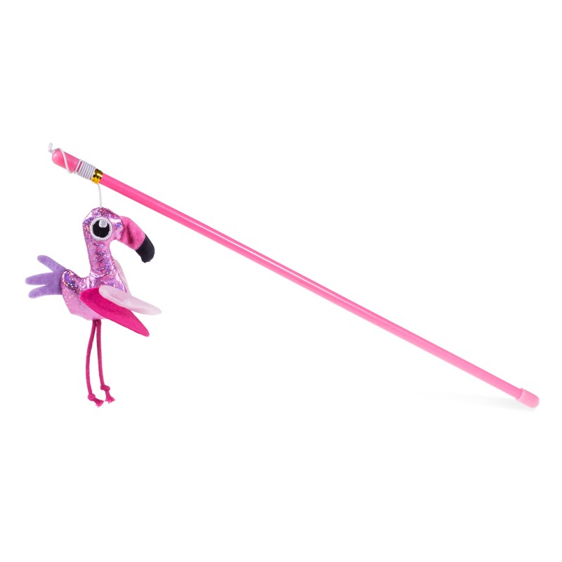 Jouet canne pour chat forme Flamant rose
