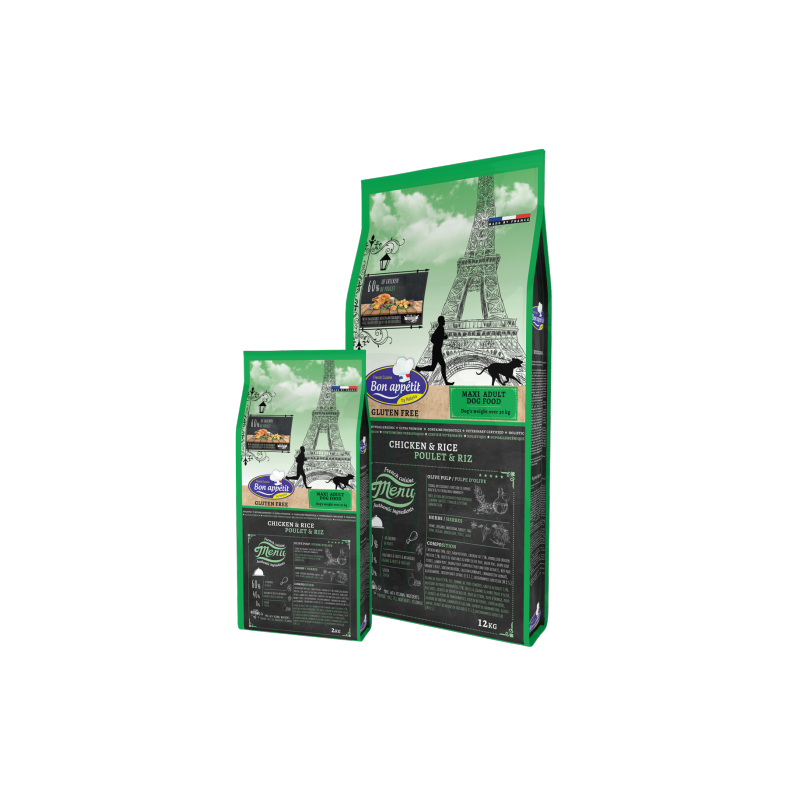 Croquettes "Bon Appetit" Chien Adulte Maxi poulet et riz. Sac de 12kg.
