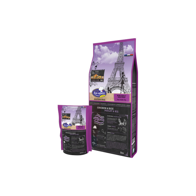 Croquettes "Bon Appetit" Adulte Mini Poulet et Riz. Sac de 2kg