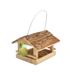 Mangeoire oiseaux, maisonnette en bois 23x24x17cm