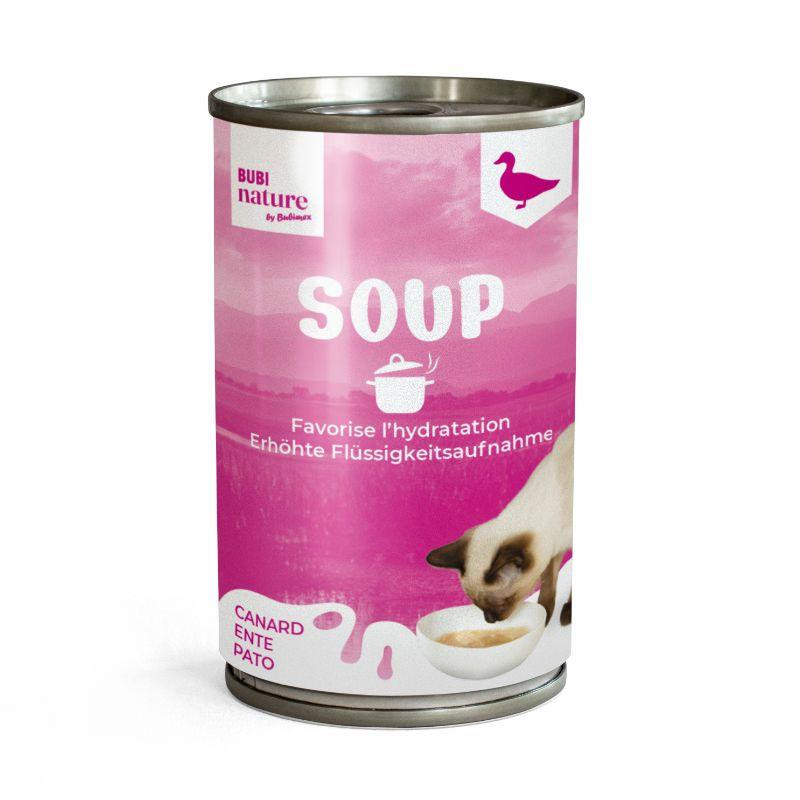 Soupe au canard, crevette, saumon ou poulet 135g pour chat