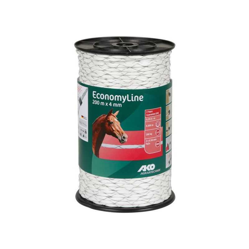Cordelette Economyline croisée blanc 200m, 4mm