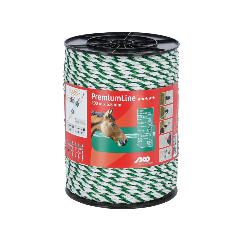 Cordelette Premium Line Blanc/Vert 6,5mm