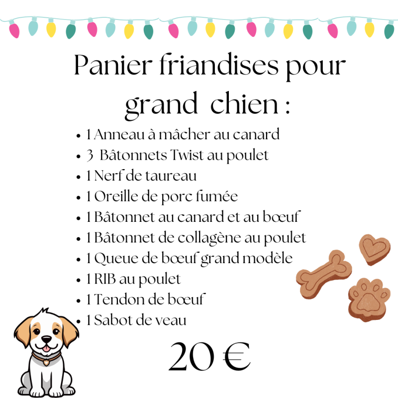Panier friandises naturelles pour grands chiens