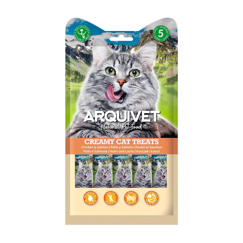 Creamy Cat Treats au poulet et au saumon, snack crémeux